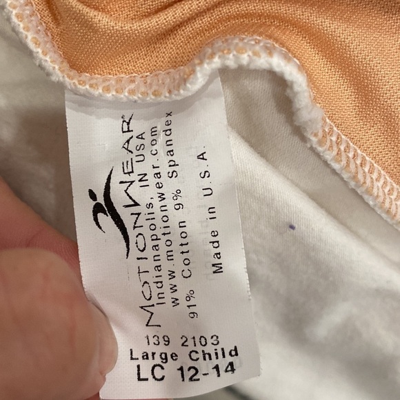 Motionwear Leotard white cap sleeve leotard Large child 12/14 - Picture 5 of 5